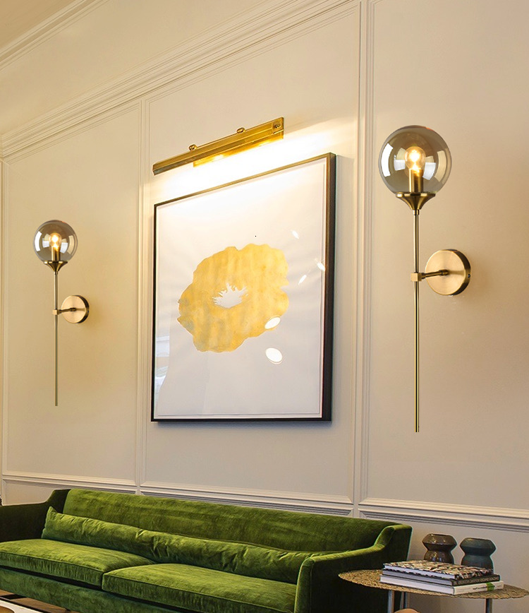 Rose Gold Color glass ball wall sconce for Corridor Living room Studio Bedroom ( WH-OR-07）