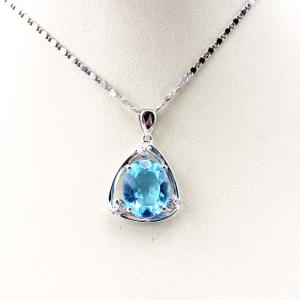 China Sterling Silver Oval Blue Topaz Cubic Zirconia Pendant Necklace (P30) factory