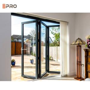 China Laminated Glass Aluminum Temporary Folding Door Commercial Partition Wall factory