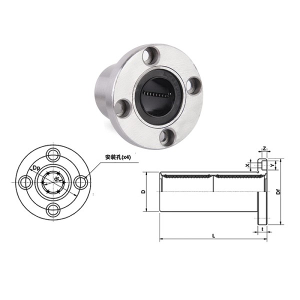 High Precision Flanged Linear Bearing LMEF50 Super Precision P5 Grade Linear Motion Bushing