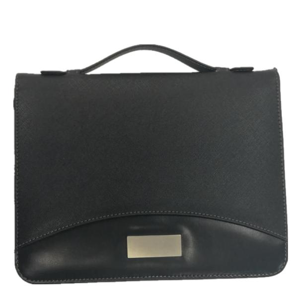 Waterproof Portable Zippered Leather Portfolio , PU Leather File Folder With