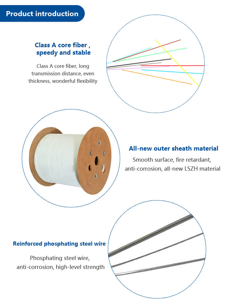 FTTH Outdoor Drop Cable Patch Cord , Aerial Self Supporting Fiber Optic Cable