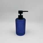 5pcs Glass Bathroom Accessories Set Purple Round Shape With Diamond Pattern