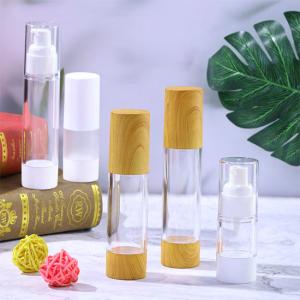 China Wooden Clear Airless Pump Bottles 15ml 10ml Serum Pump Dispenser Fine Mist Spray Bottles factory
