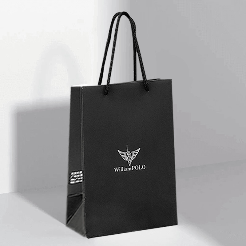 Custom White Black Paper Plain Paper Bags For Dresses Shopping With Your Own Logo Printed