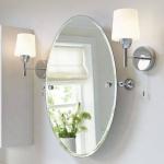 Magnifying Round Mirror for Bathroom Wall 24'' Frameless Oval Beveled Polished