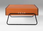 Italian Modern Style Fancy Leather Metal Legs Coffee Table