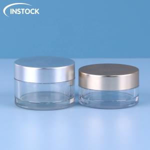 China Electroplated Lids PET Cosmetic Jar 15ml 30ml For Eye Face Body Cream Packaging factory