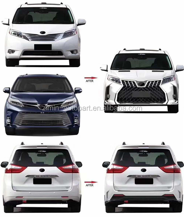 other auto parts front and rear lm style body kit with hood for toyota sienna 2011-2020