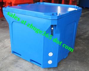 China Rotomolded 800Liter Blue Insulated Fish Container Seafood Processing Insulated Container factory