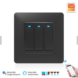China EU UK Standard Life App Smart Wifi Wall Switch White Black 3 Gang 2 Way Wifi Light Switch factory