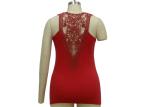 Elegant Royal Red Ladies Tank Tops Lace Camisole Top Viscose Elastane Material
