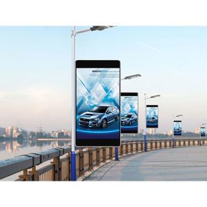 China P4 4mm 640*960mm Street Lighting Pole Lamppost Led Display Screen SignPost LED light pole billboard factory