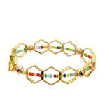 Square Shape Leopard Print Beads Classcial Stackable Beads Bracelet For Lady