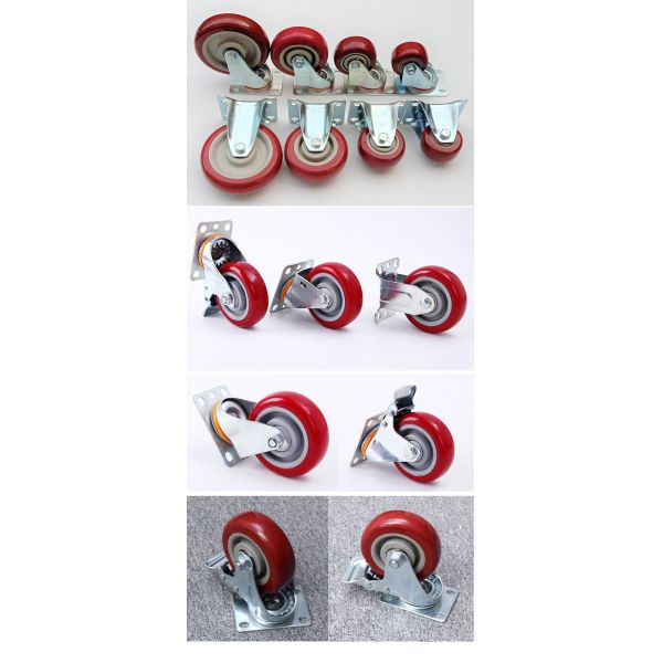 Industrial 300lbs 500lbs Loading Capacity PU Material Iron Heavy Duty Casters