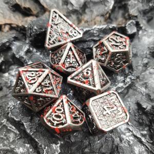 China Hand Made Metal Polyhedral Dice Set For Rpg Games Silver And Black factory