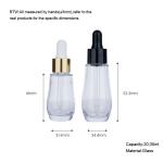 20/30ml Transparent Glass Clear Cylindrical Bottle With Golden/Black Drop For
