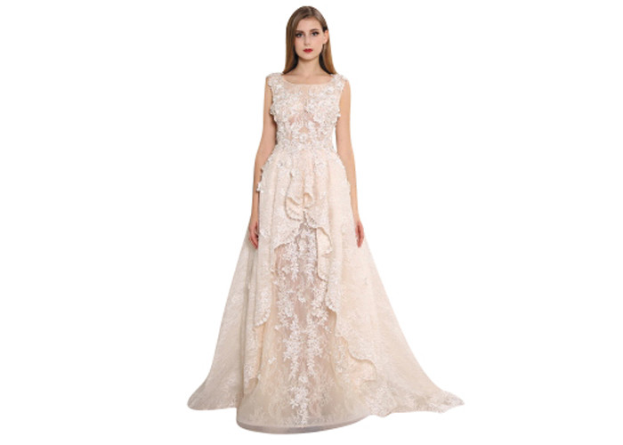 Big Net Elegant Women Party Wear Ball Gowns / Evening Dresses For Muslim Ladies