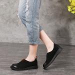 S047 About round toe women's shoes solid color polished top layer cowhide single