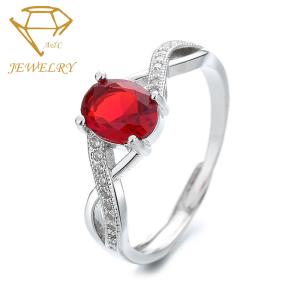 China Oval Ruby Vintage Silver Engagement Rings Environmental Copper factory
