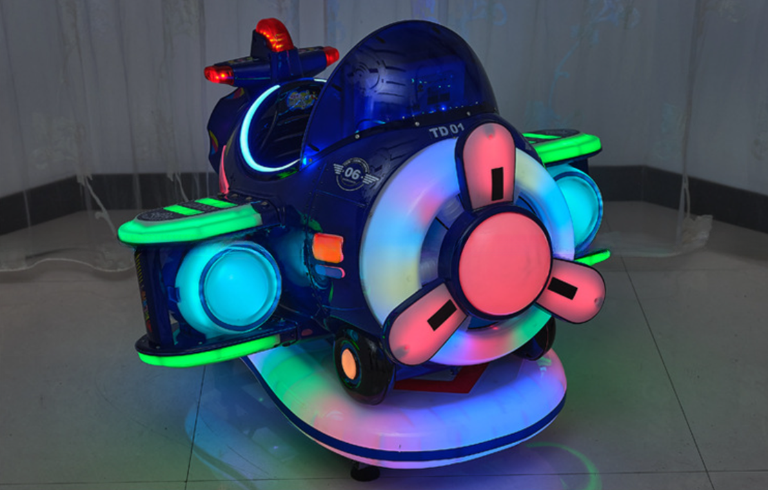 Indoor kids playground coin kiddie rides with swing aircraft kids game machine