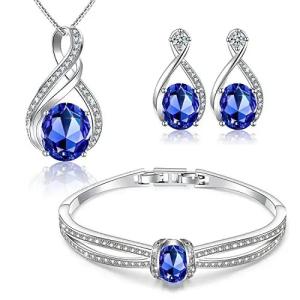 China 925 Sterling Silver Ring Pendant Earring Halo Oval Shape Tanzanite Jewelry Sets factory