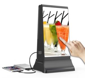 China Black Digital Advertising Display Stand Small Size Cell Phone Charger Kiosk WIFI factory