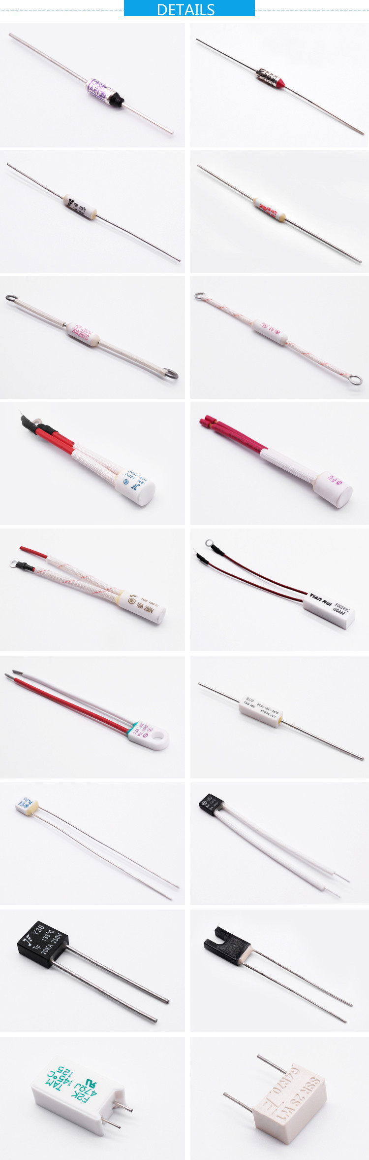 1A 2A 3A 5A 10A 15A 16A 250V Thermal Cutoff Fuse For Fan Motor