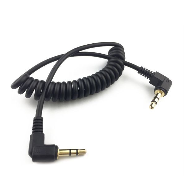 90 Degree Male to Male 3.5mm Jack Coiled Headphone Stereo Aux Audio Extension Cable
