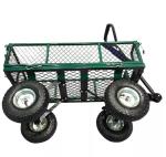 Green Heavy Duty Metal Gardening Trolley Trailer Cart for Convenient Garden
