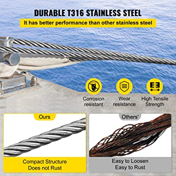 Length 1000 Ft 1/8 "x 100 T316 Stainless Steel Wire Rope Cable For Deck Balustrade Handrails