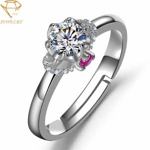 China Adjustable Personalized Diamond Ring Rose 18K Silver Plating factory
