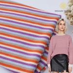 Sweat Absorbing Cotton French Terry Fabric 21S Spring Striped Knit Cloth