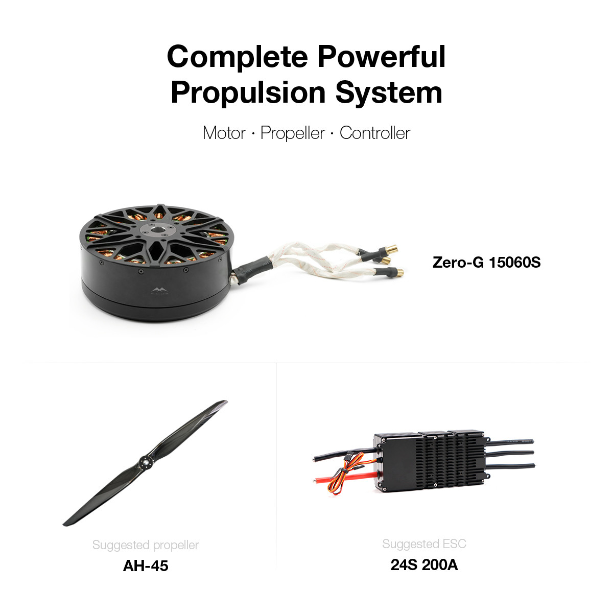 56kg Thrust Drone Propulsion With 15060 Brushless DC Motor And 24S 200A ESC 45'' Propeller