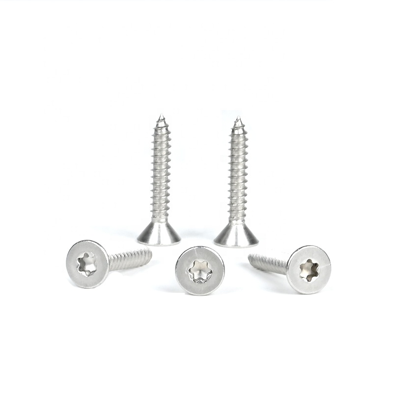 Plain Finish Torx Flat Countersunk Self-Tapping Screws 316 Stainless Steel for Wood