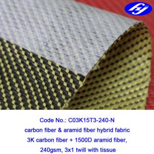 China 3x1 Twill Aramid Fiber Fabric 240GSM With Anti Dispersing Linning factory
