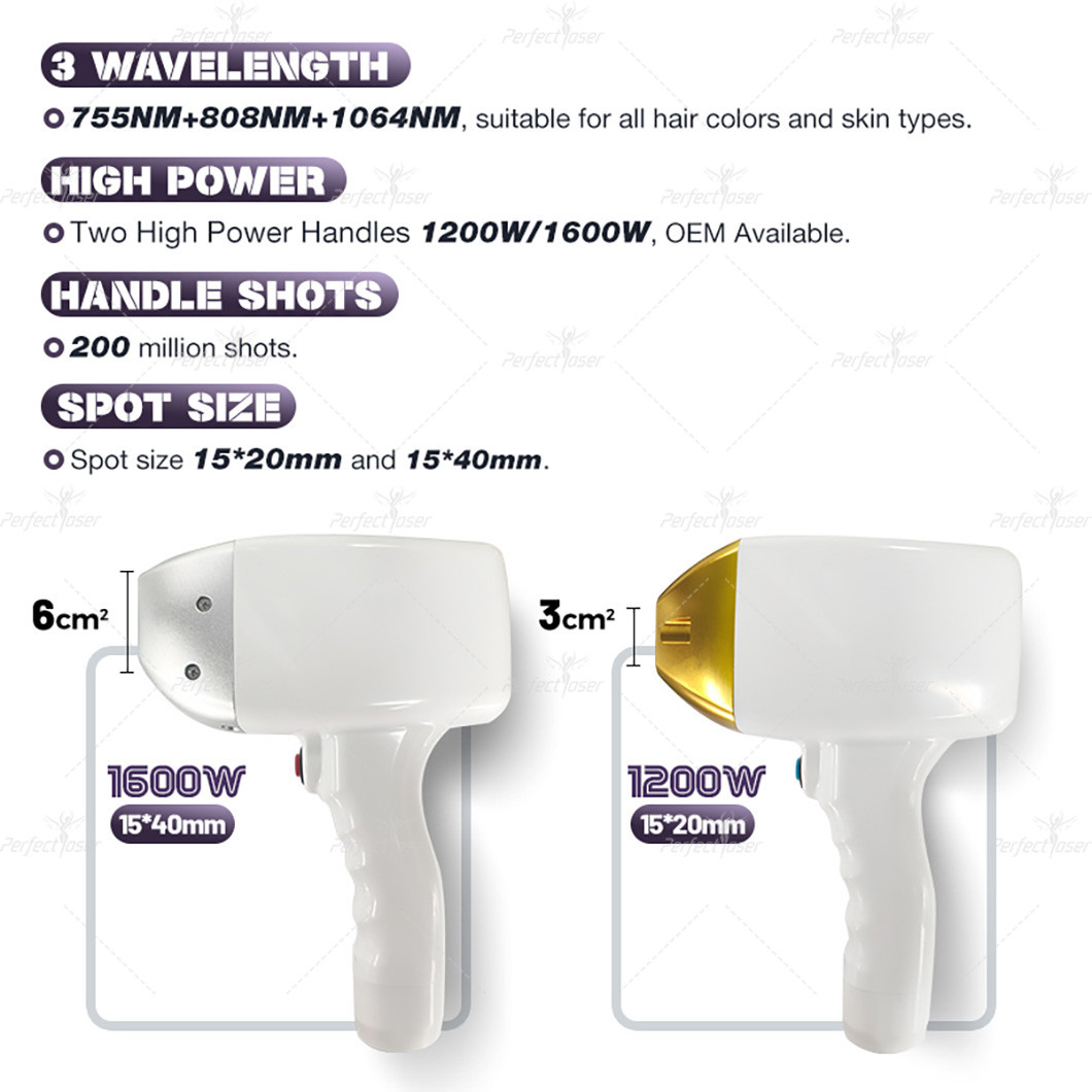 2 Handles Oem Diode Laser Hair Removal Machine 755nm 808nm 1064nm