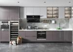 Modern White Marble Kitchen Cabinet With Solid Wood Doors