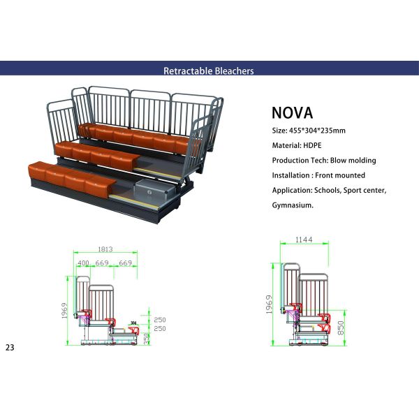 Durable Rust-Resistant Adjustable Retractable Bleacher Seating for Multi-Purpose Sports Venues