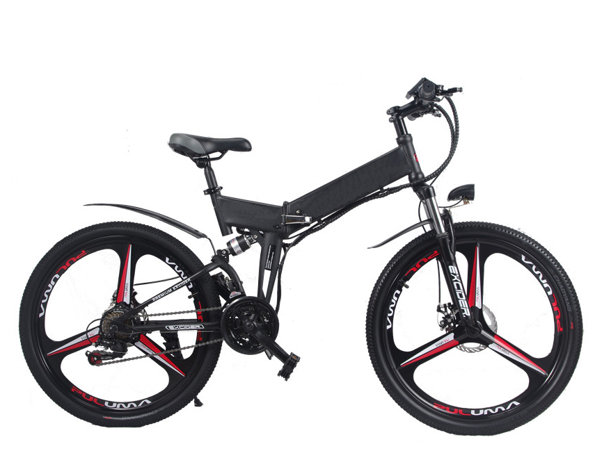 48V 10AH Folding Electric Mountain Bike with 21 Speed Gears and Shimano 3*7 Derailleur