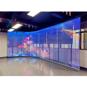 China Programmable HD HQ 1R1G1B 4.81mm Transparent LED Screen Digital Signage Stand factory