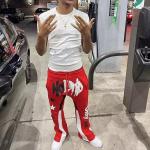 Red Flare Sweatpants For Men Anti-Static Joggers Track Sweat Pants Vintage Style