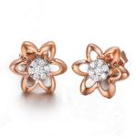 Fashion 18K Rose Gold 0.14 Carat Diamonds Flwoer Stud Earrings for Women Gift