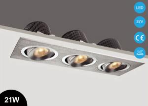 China Aluminum Square Shape LED Recessed Ceiling Down Light COB 3*7W 3 Heads Adjustable factory