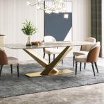 Elegant Marble Dining Tables With Stainless Steel Legs - Bulk Orders