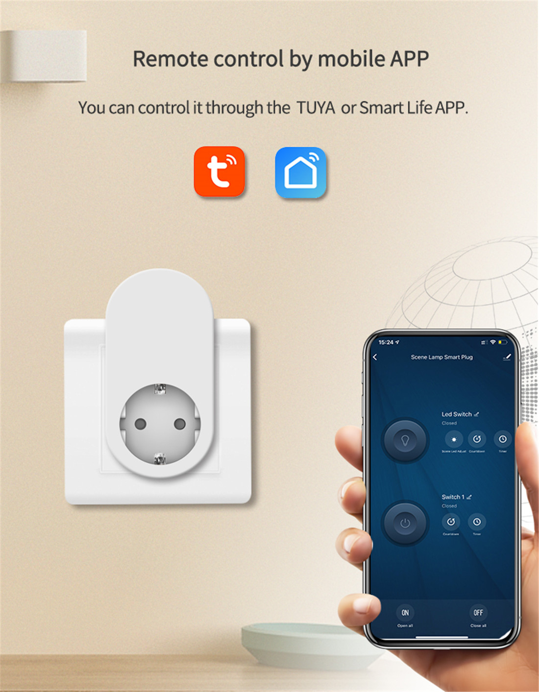 GDKES Wi-Fi+BLE EU Plug with Dimmable Night Light