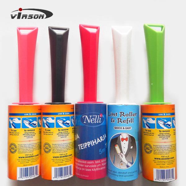 Colorful Handle Disposable Sticky Plastic Lint Roller For Cleaning Clothes