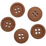 Faux Wood Polyester Buttons Four Hole 26L Apricot Color Round Shape With Rim