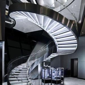 China Carbon Steel Custom Curved Staircase , Marble Tread Arc Staircase factory