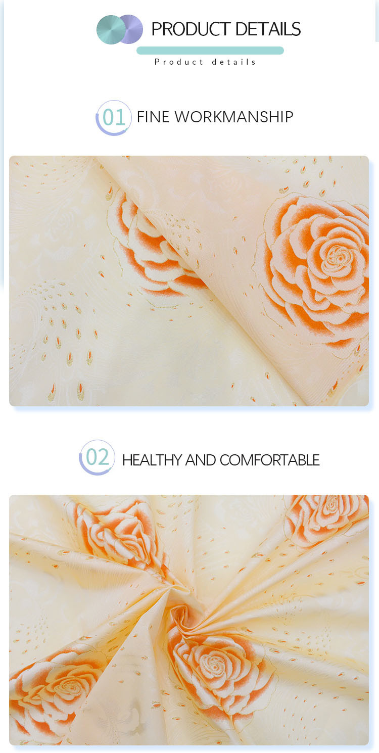Wholesale Home Textile Light Color Golden Print Mattress Fabric 100 Polyester Mattress Fabric